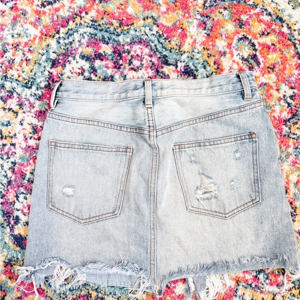 Free People Relaxed Destroyed Denim Mini Skirt - Picture 10 of 10